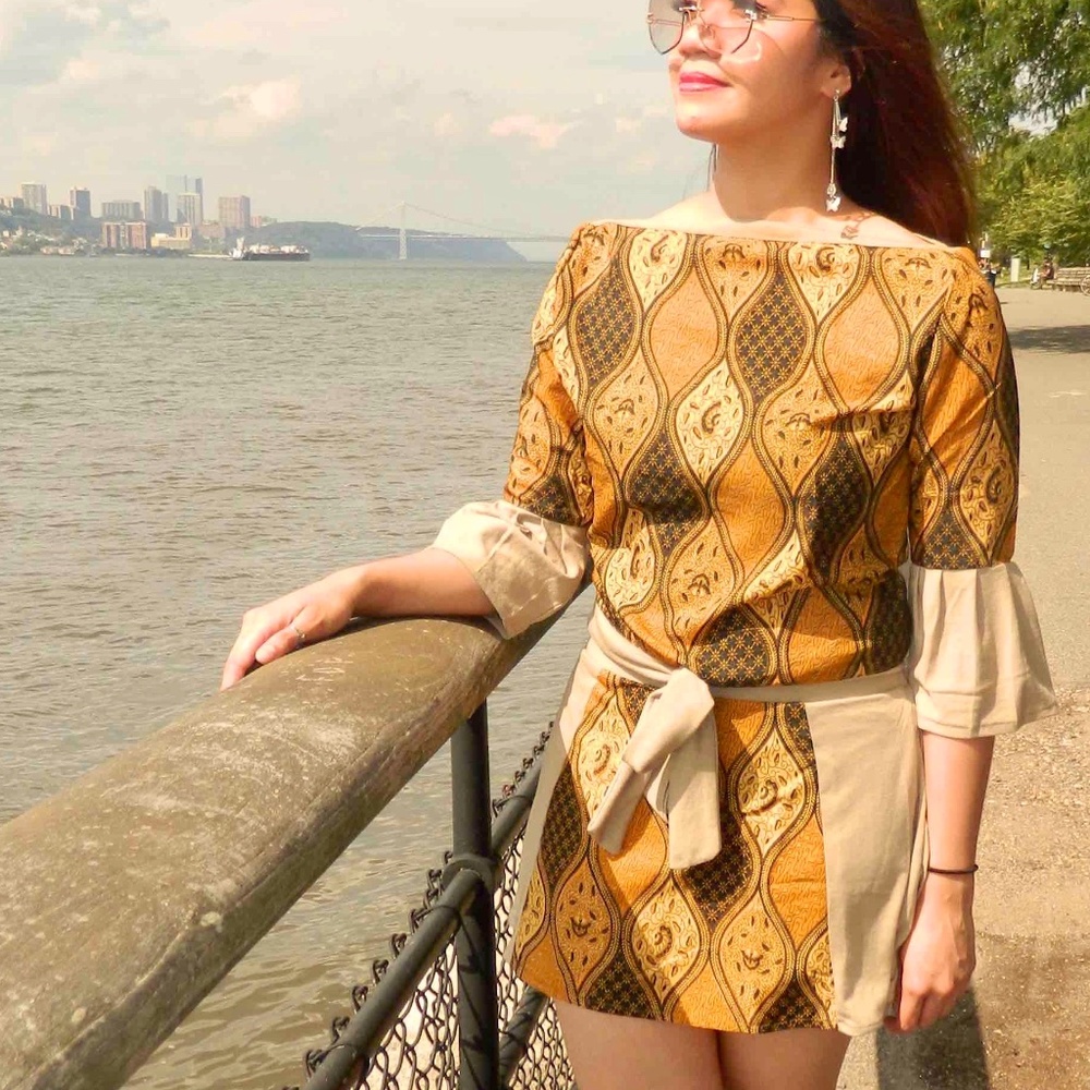 Batik Off-Shoulder Top and Mini Skirt